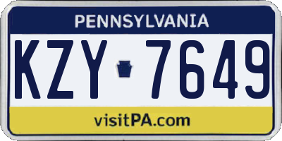 PA license plate KZY7649