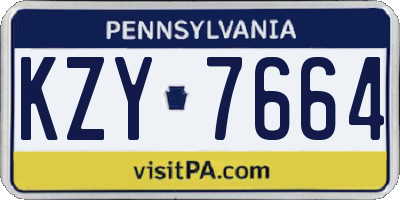 PA license plate KZY7664