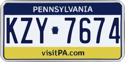 PA license plate KZY7674