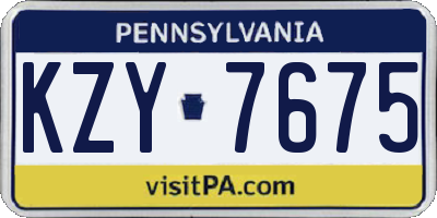 PA license plate KZY7675