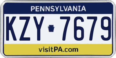 PA license plate KZY7679