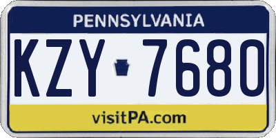 PA license plate KZY7680