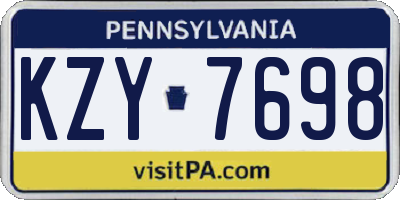 PA license plate KZY7698