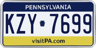 PA license plate KZY7699