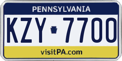 PA license plate KZY7700