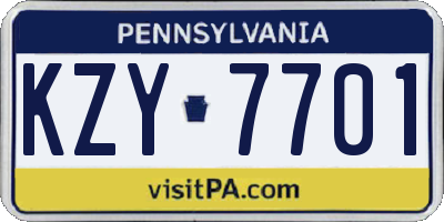 PA license plate KZY7701