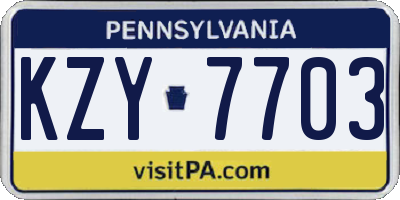 PA license plate KZY7703