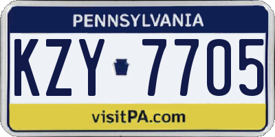 PA license plate KZY7705
