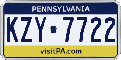 PA license plate KZY7722