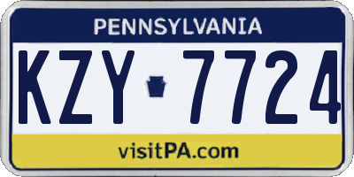 PA license plate KZY7724