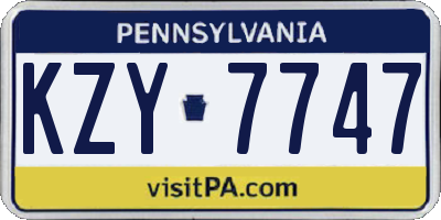 PA license plate KZY7747