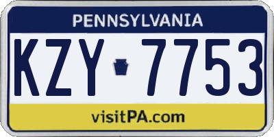PA license plate KZY7753