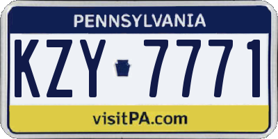 PA license plate KZY7771