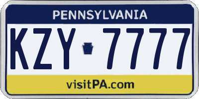 PA license plate KZY7777