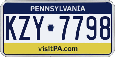 PA license plate KZY7798