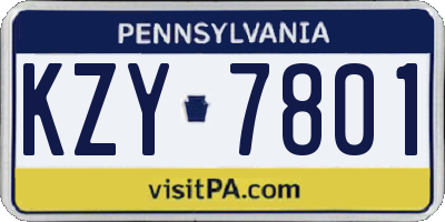 PA license plate KZY7801