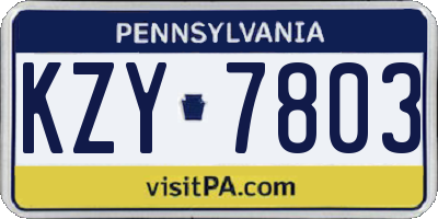 PA license plate KZY7803