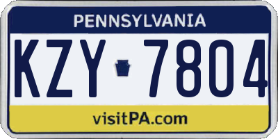 PA license plate KZY7804