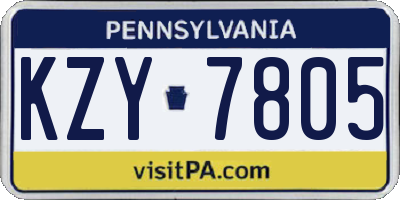 PA license plate KZY7805