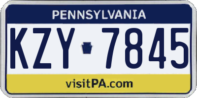 PA license plate KZY7845