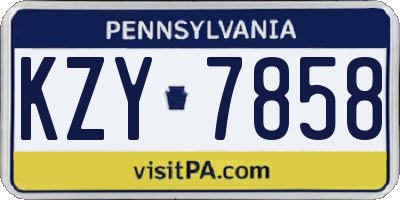 PA license plate KZY7858