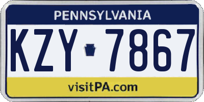 PA license plate KZY7867