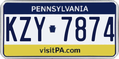 PA license plate KZY7874