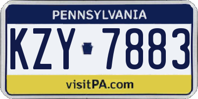 PA license plate KZY7883