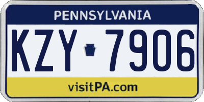 PA license plate KZY7906