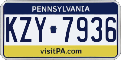 PA license plate KZY7936