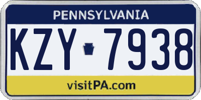 PA license plate KZY7938