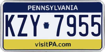 PA license plate KZY7955