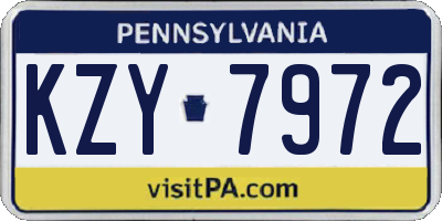 PA license plate KZY7972