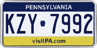 PA license plate KZY7992