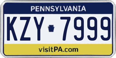 PA license plate KZY7999