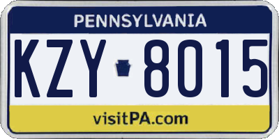 PA license plate KZY8015