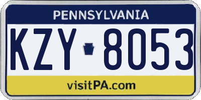PA license plate KZY8053