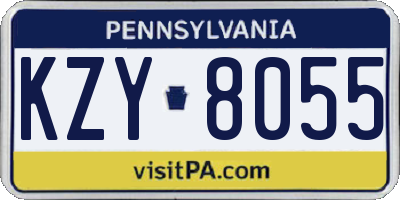PA license plate KZY8055
