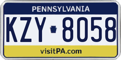PA license plate KZY8058