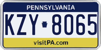 PA license plate KZY8065