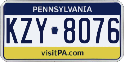PA license plate KZY8076