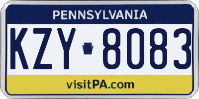 PA license plate KZY8083