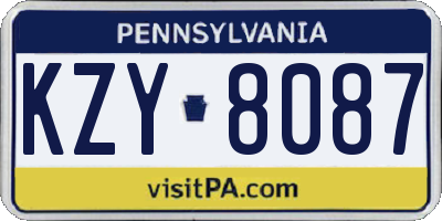 PA license plate KZY8087