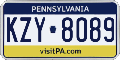 PA license plate KZY8089