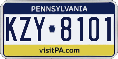 PA license plate KZY8101
