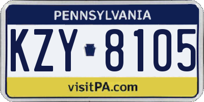 PA license plate KZY8105