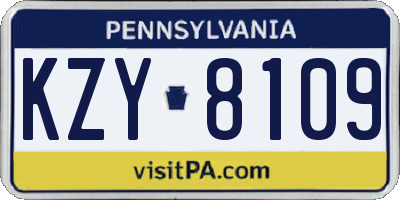 PA license plate KZY8109