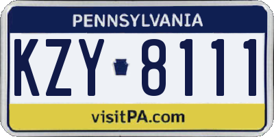 PA license plate KZY8111