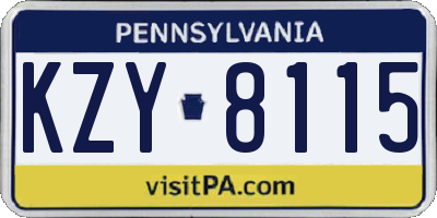 PA license plate KZY8115