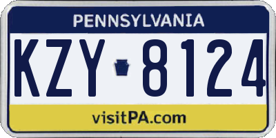 PA license plate KZY8124